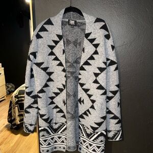 FRYE Men's Geometric Gray and Black Cardigan